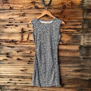 DIANE VON FURSTENBERG | Black and White Animal Print Sleeveless Mini Dress